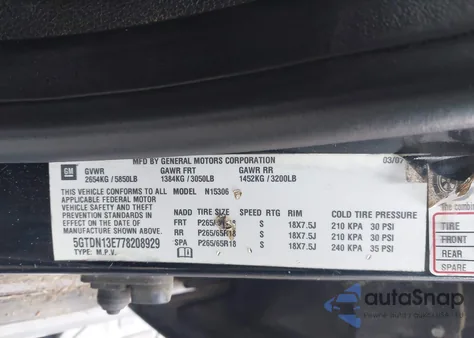 2007 Hummer H3 Suv from USA, damaged, VIN 5GTDN13E778208929